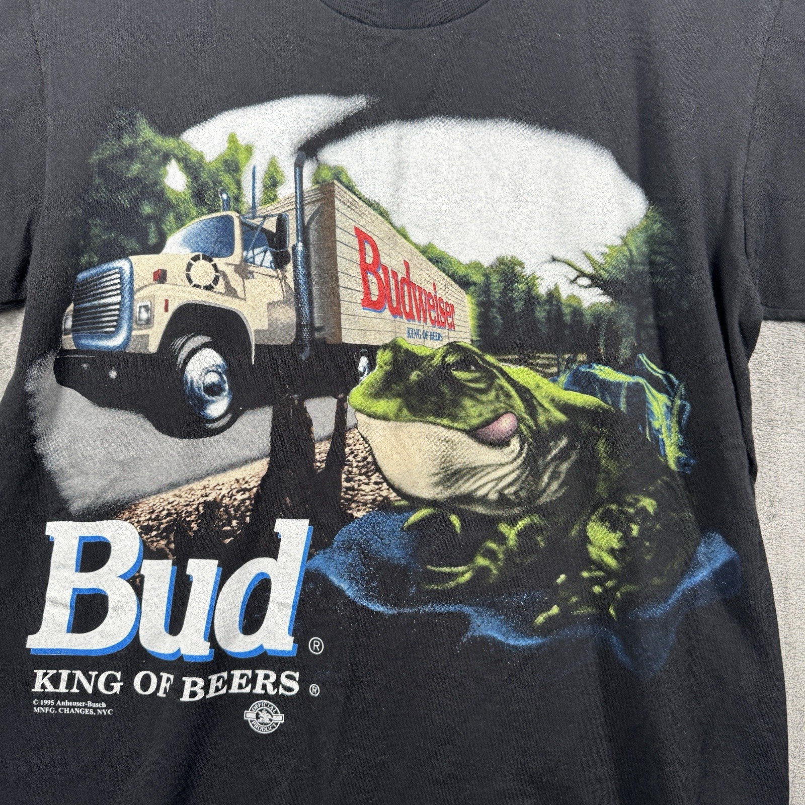 Budweiser Shirt Frogs Unisex Large Double Graphic Breweriana 1995 90s Vintage