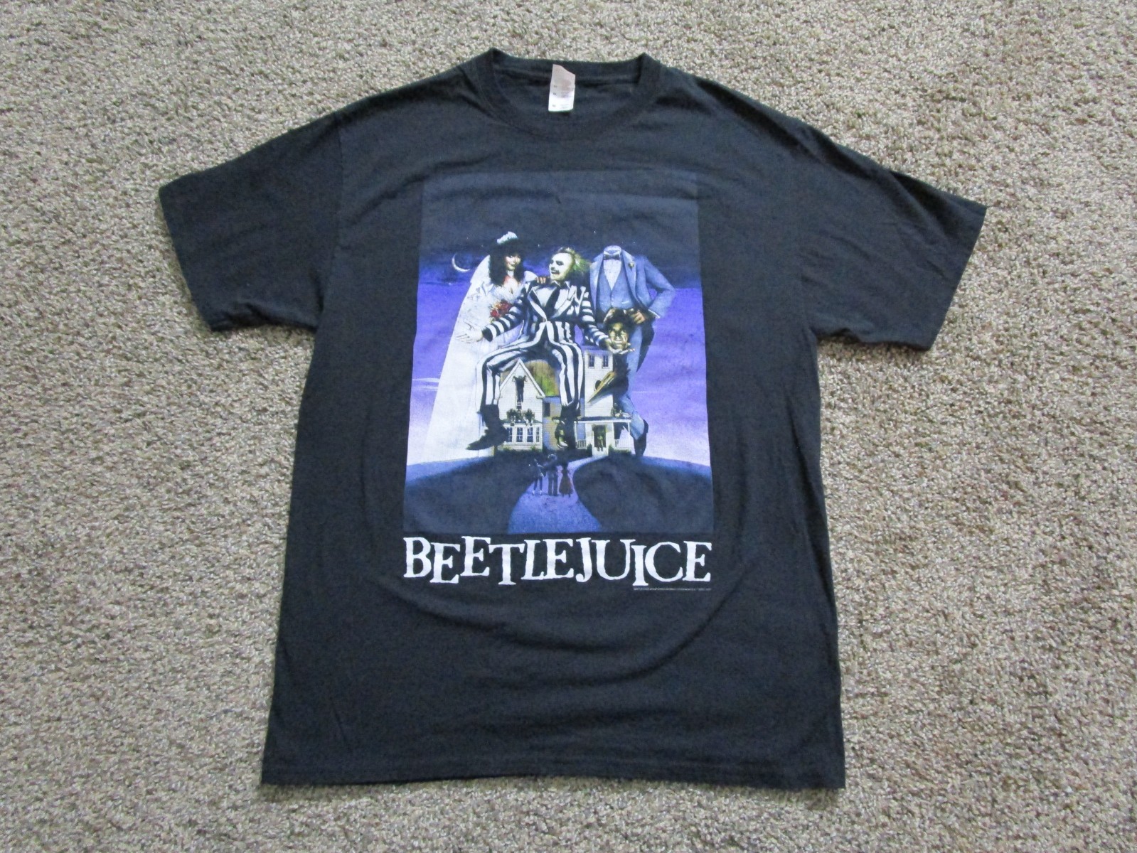 Beetlejuice Shirt Mens Medium Black Graphic Horror Movie Halloween