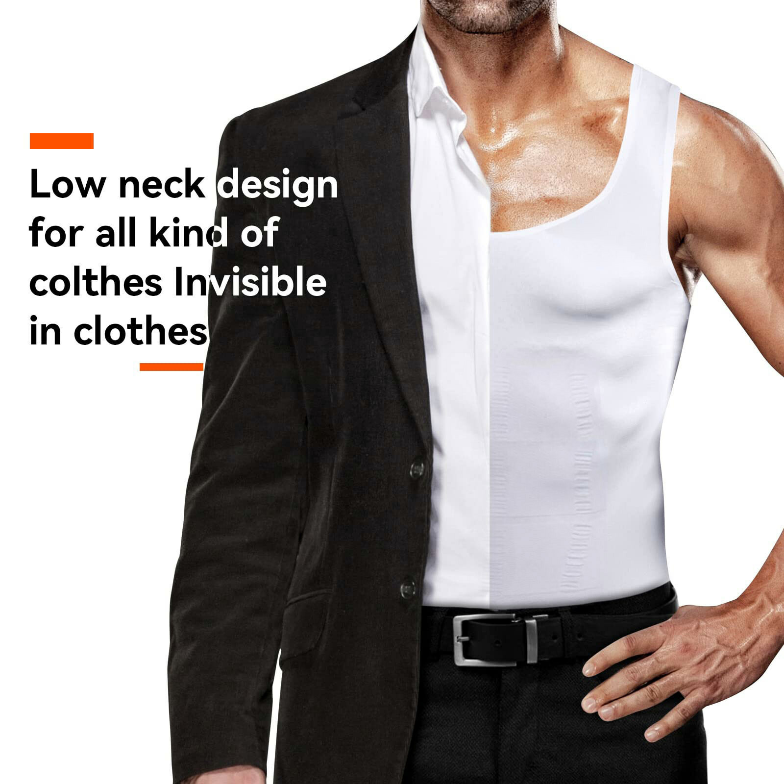Men’s Fashion Compression T-Shirt Body Shaper Crew Neck Muscle Workout Tank Top