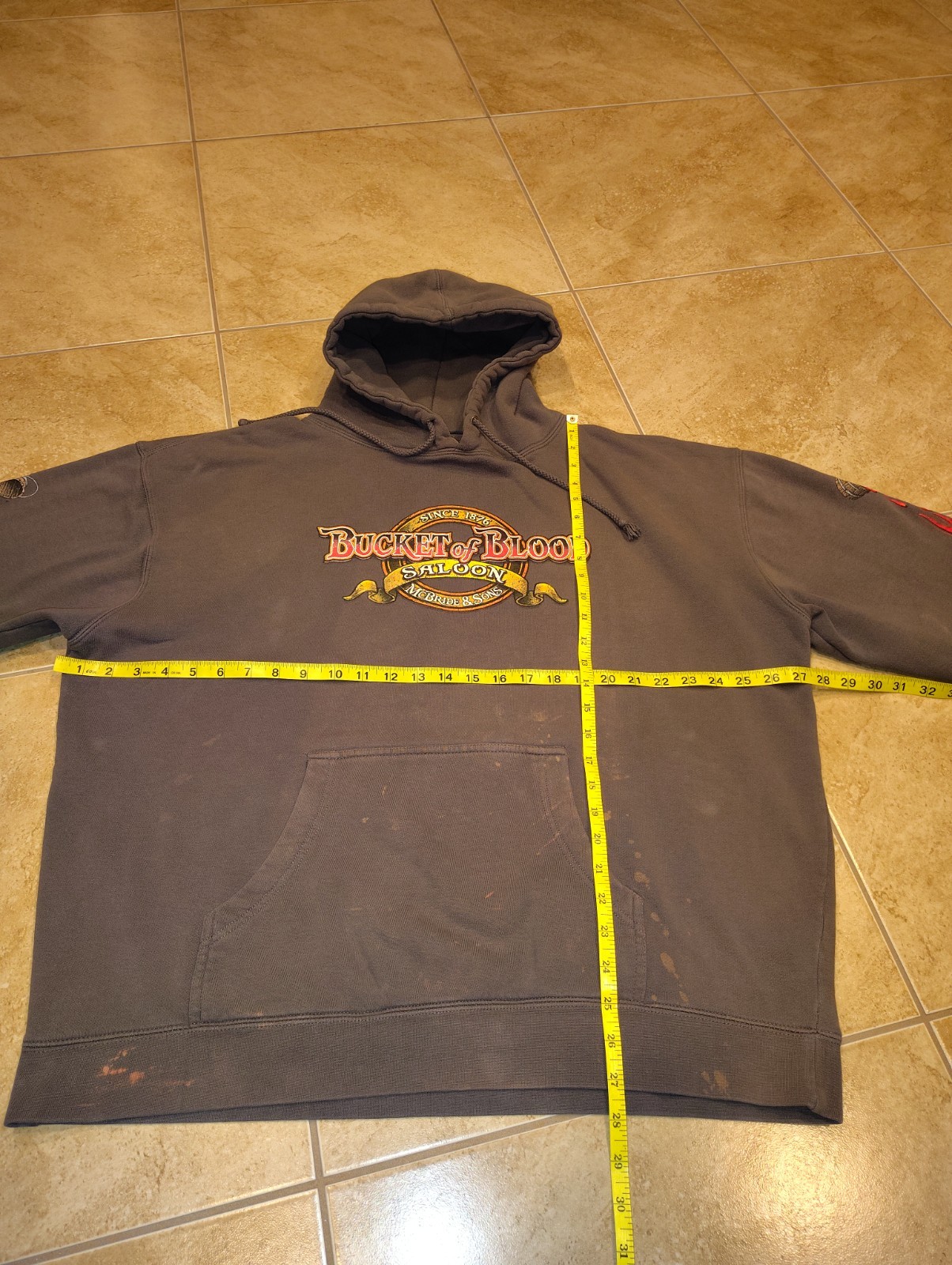 Vintage Bucket Of Blood Saloon Shirt Hoodie Jacket Nevada Sleeve Flames Harley