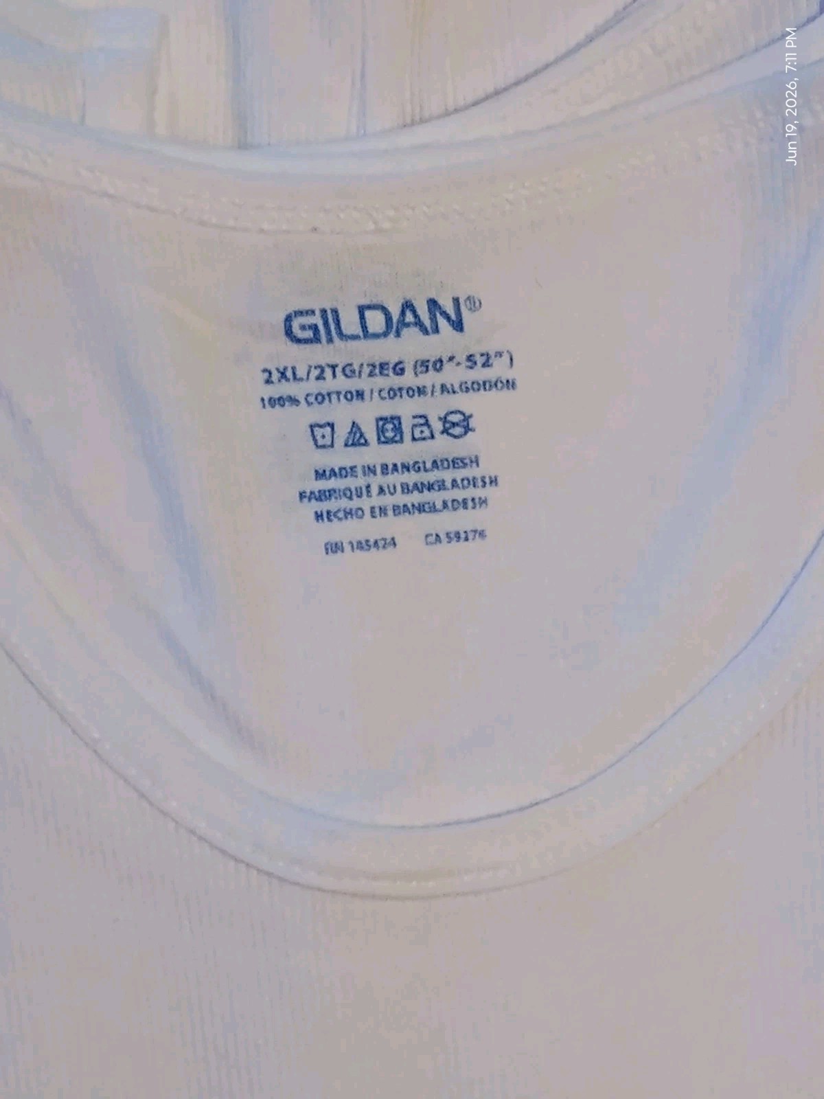 GILDAN Men’s White A Shirt Ribbed TAGLESS Tank Tops 5 Pack Mens Size 2XL