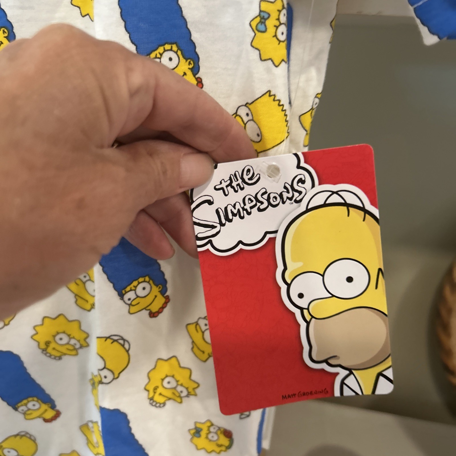 The Simpsons All Over Novelty Character Print White Medium Graphic T-Shirt NEW