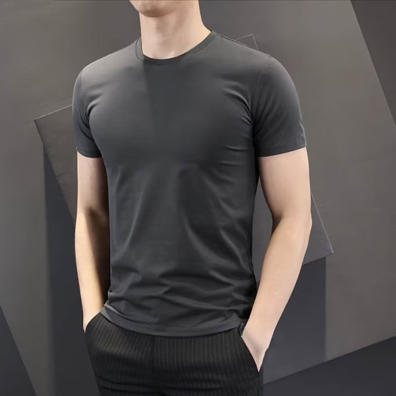 Universal Men’s Polyester Fiber Plain Crew Neck Tee Short Sleeves T-Shirt M-5XL