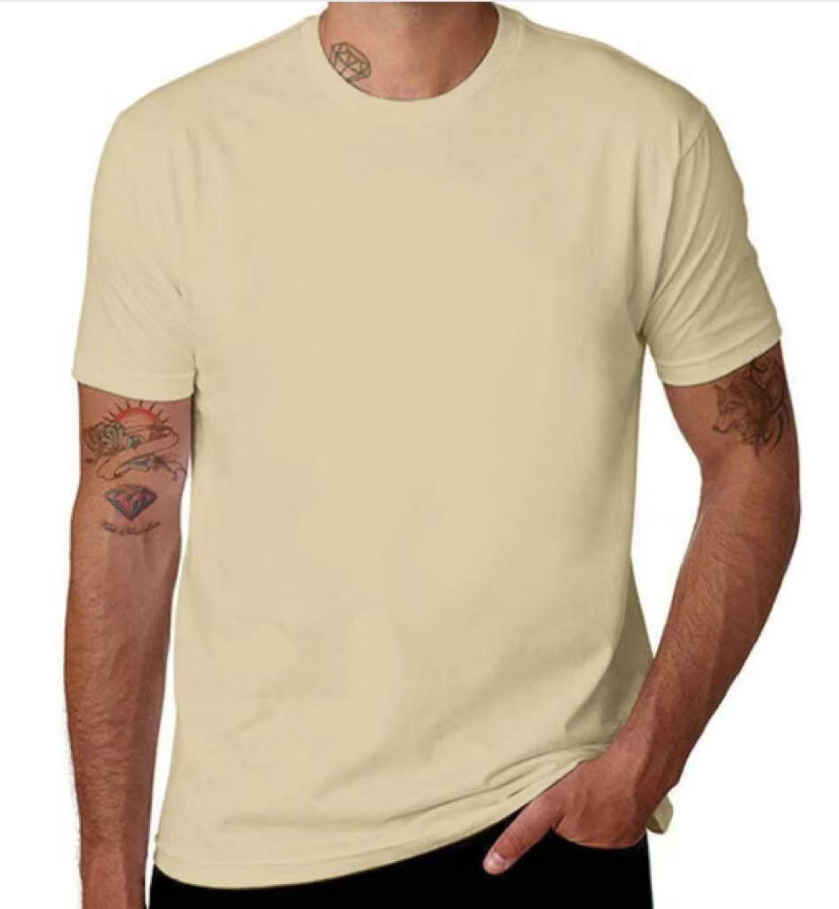 Solid color crew neck casual T-shirt-100% cotton, unisex.
