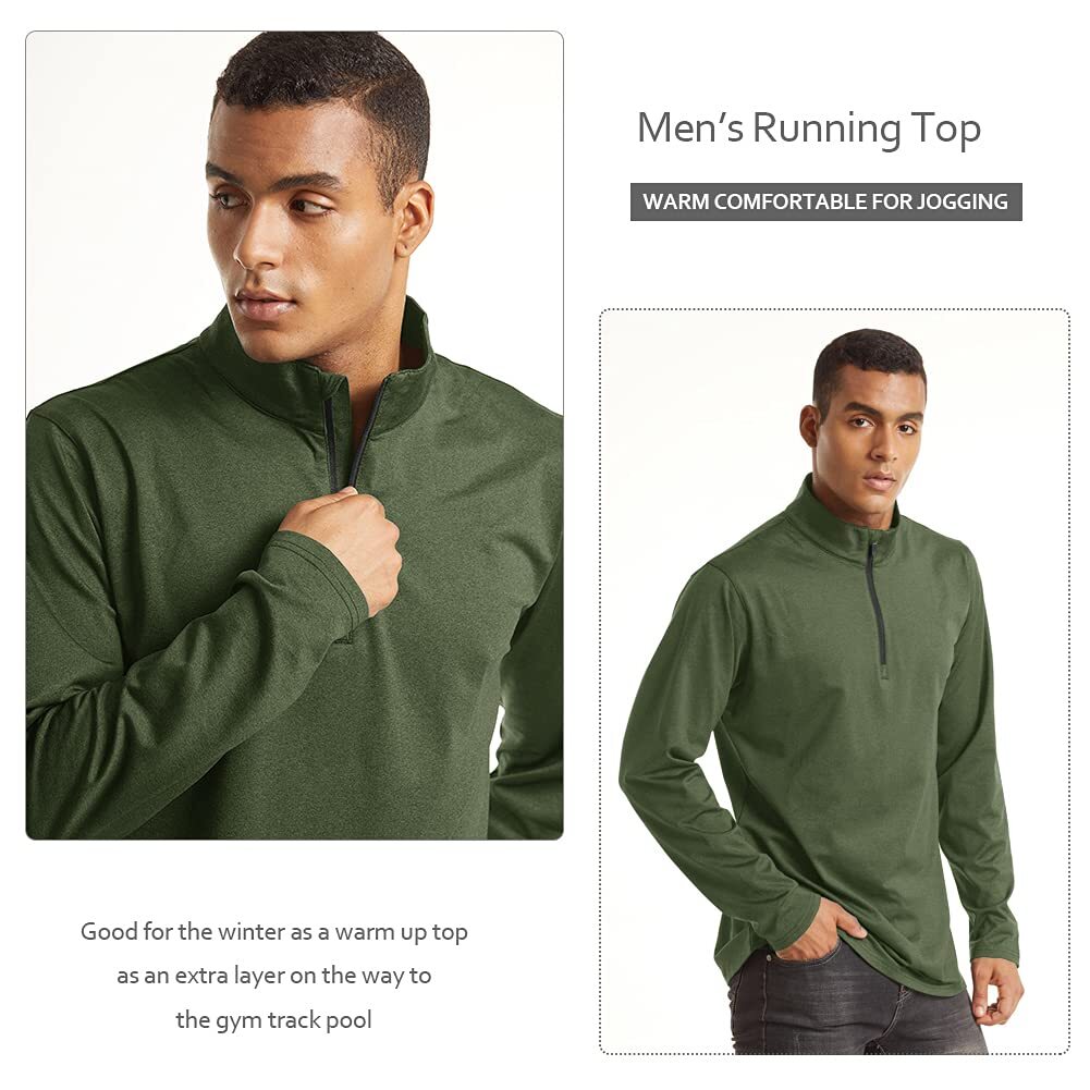 Men’s 1/4 Zip Pullover Sweater Lightweight Long Sleeve Gym Workout Outdoor Shirt
