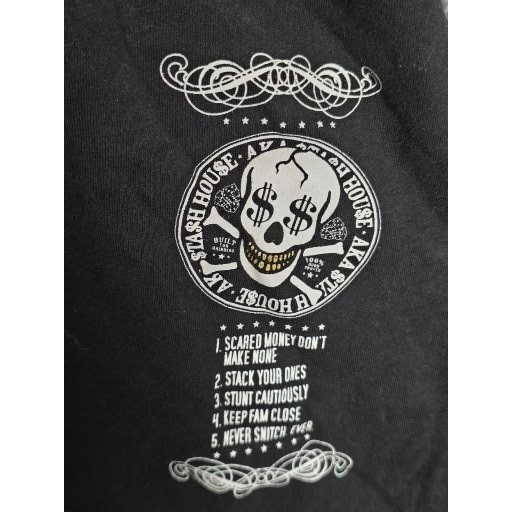 The Daily Grind Not Guilty Newspaper Graphic Black T Shirt Men’s Sz L Casual