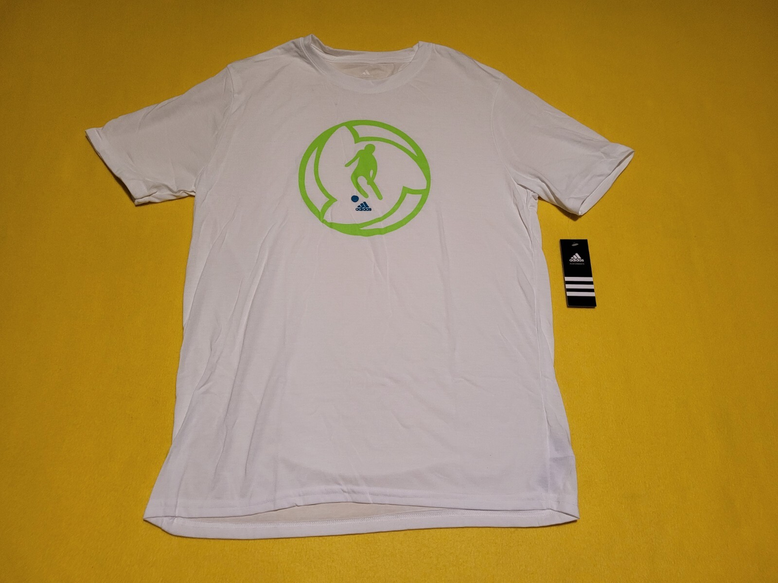 Adidas Men Go To Performance Tee Shirt Large White Soccer NWT FREE SHIPPING