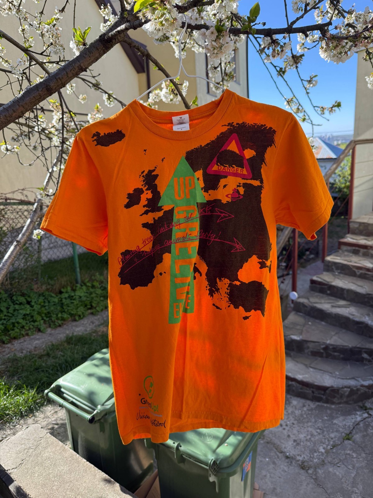Vivienne Westwood Style “Up Green” Graphic T-Shirt Orange Anvil