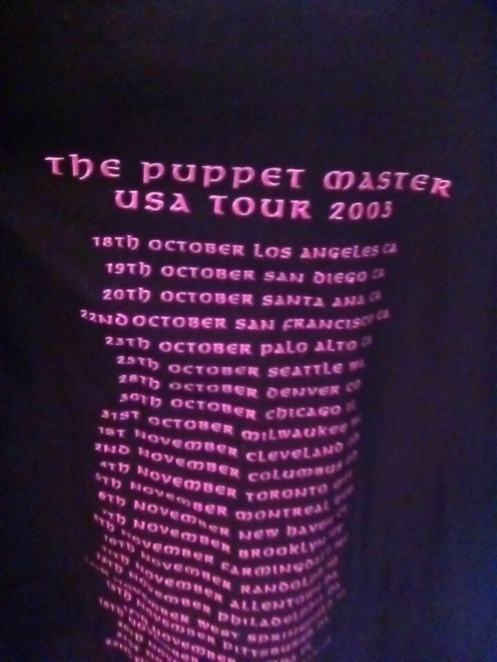 KING DIAMOND/ PUPPET MASTER TOUR SHIRT NEW XL