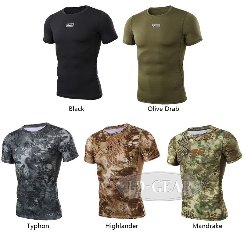 IDOGEAR Tactical Shirt Short Sleeve Camo Gear Round Collar Anti-UV Perspiration