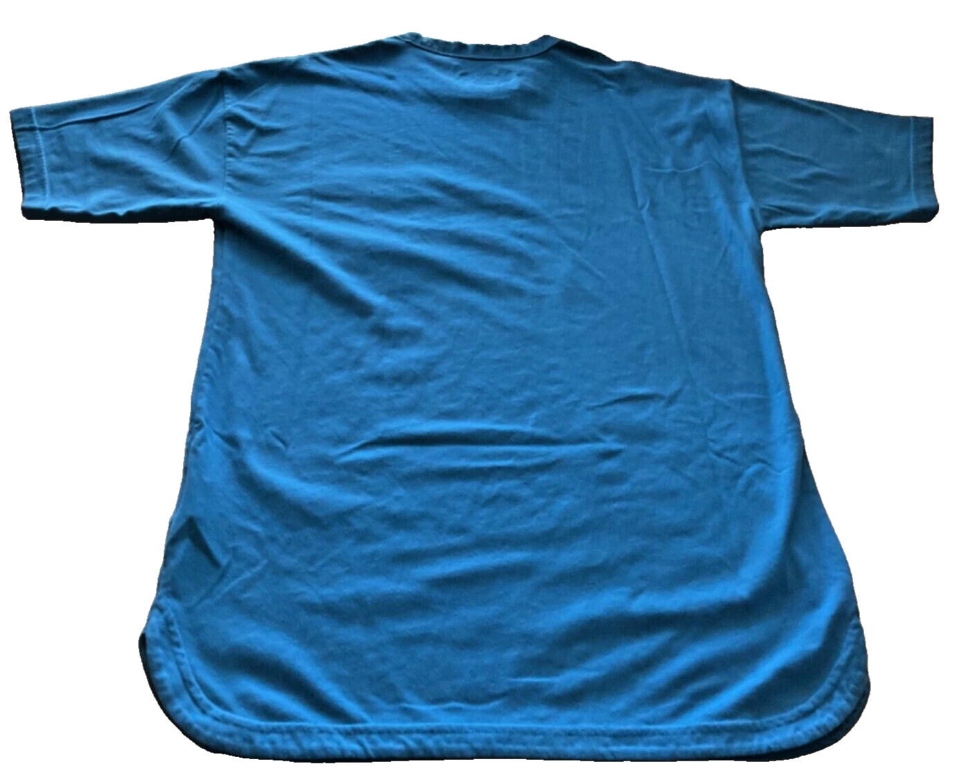 NB New Balance Stretch Blue Pocket T Shirt Unisex size Small Round Slit Hemline