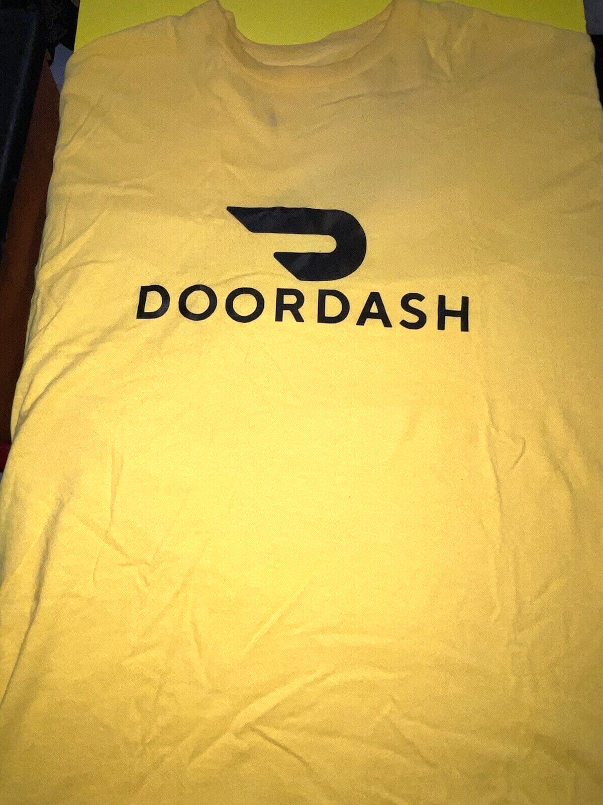 DoorDash Front & Back Food Delivery Driver YELLOW Short Sleeve 2XL Shirt *RARE*