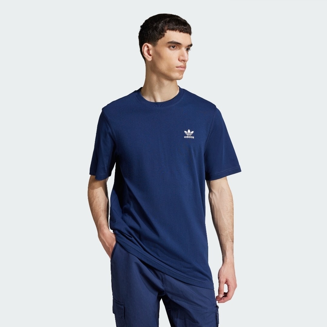 Adidas Men’s Blue Solid Trefoil Logo Crew Neck Short Sleeve T-Shirt Size L