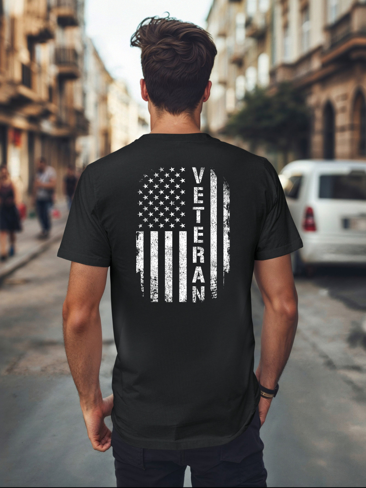 American pride, Veteran on American Flag, Comfort Color T-Shirt