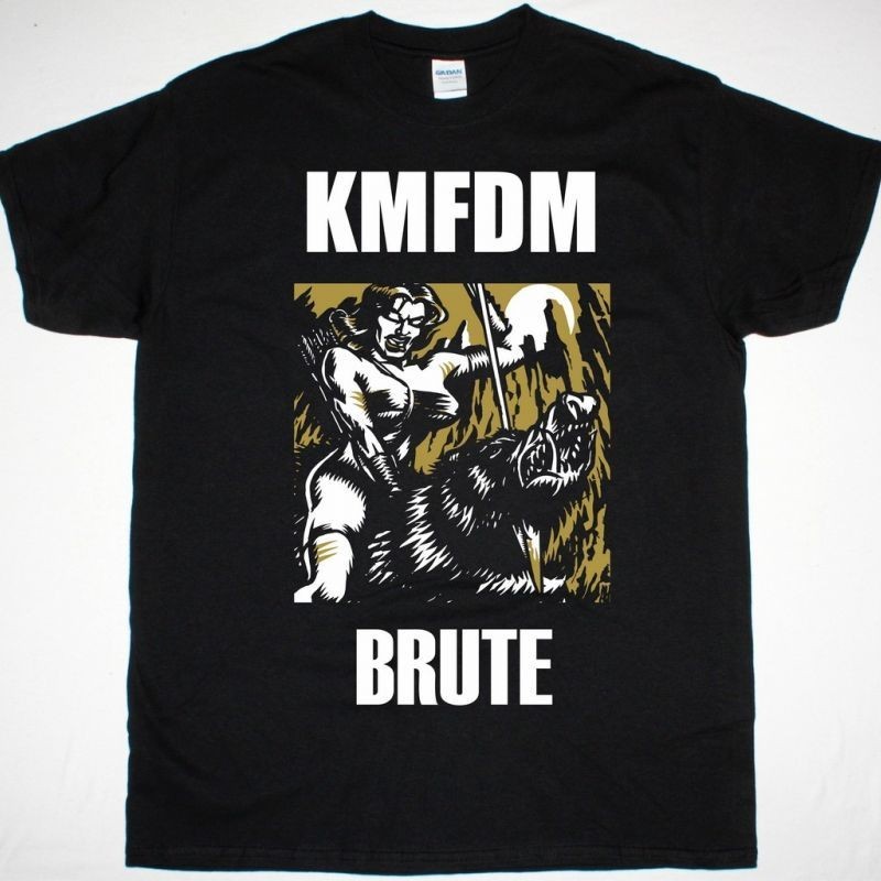Vtg KMFDM Band BRUTE Heavy Cotton Black T Shirt For Men BT806