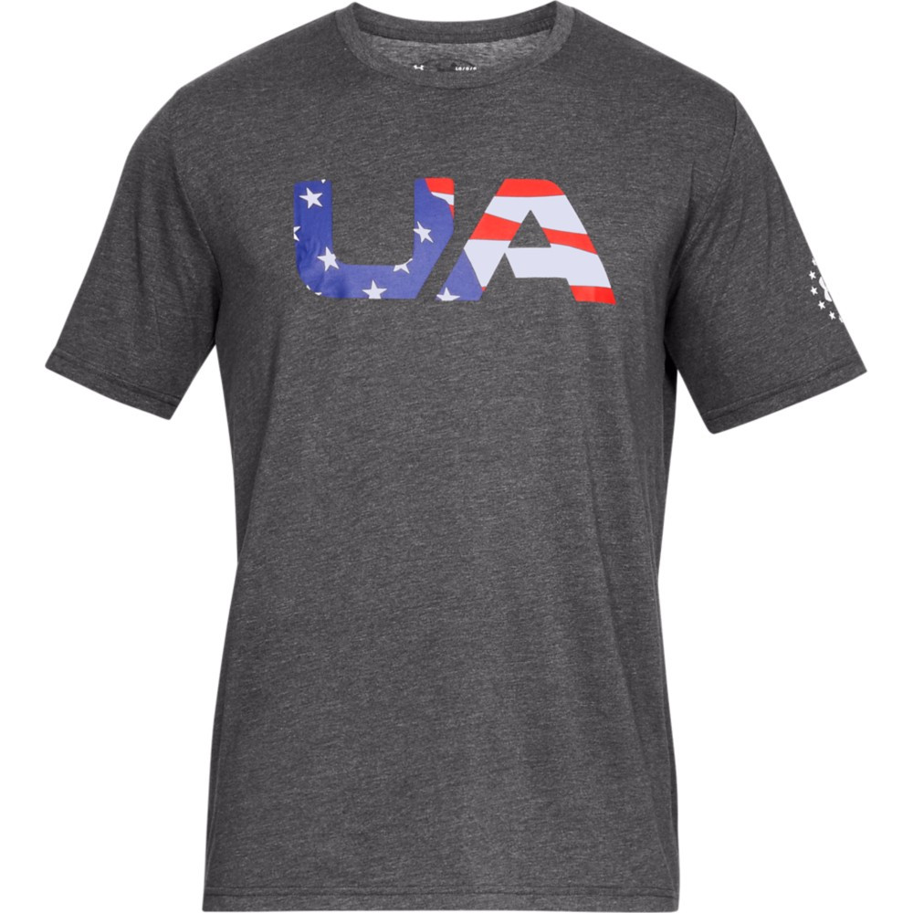 Under Armour 1333352 Men’s UA Freedom Big Flag USA T-Shirt, Graphite, 2X-Large