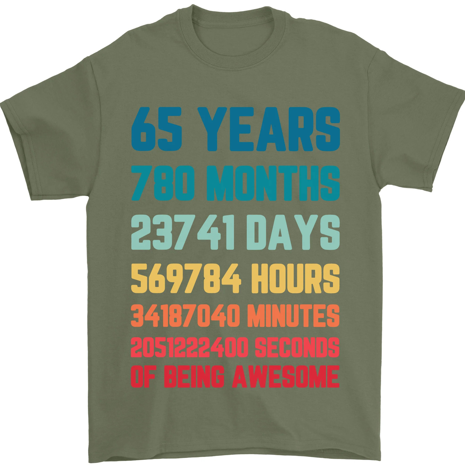65th Birthday 65 Year Old Mens T-Shirt 100% Cotton