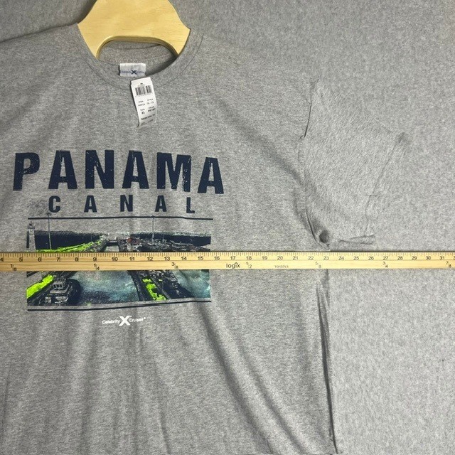 NWT Men’s Gray Celebrity Cruises Panama Canal Graphic T-Shirt Size XL