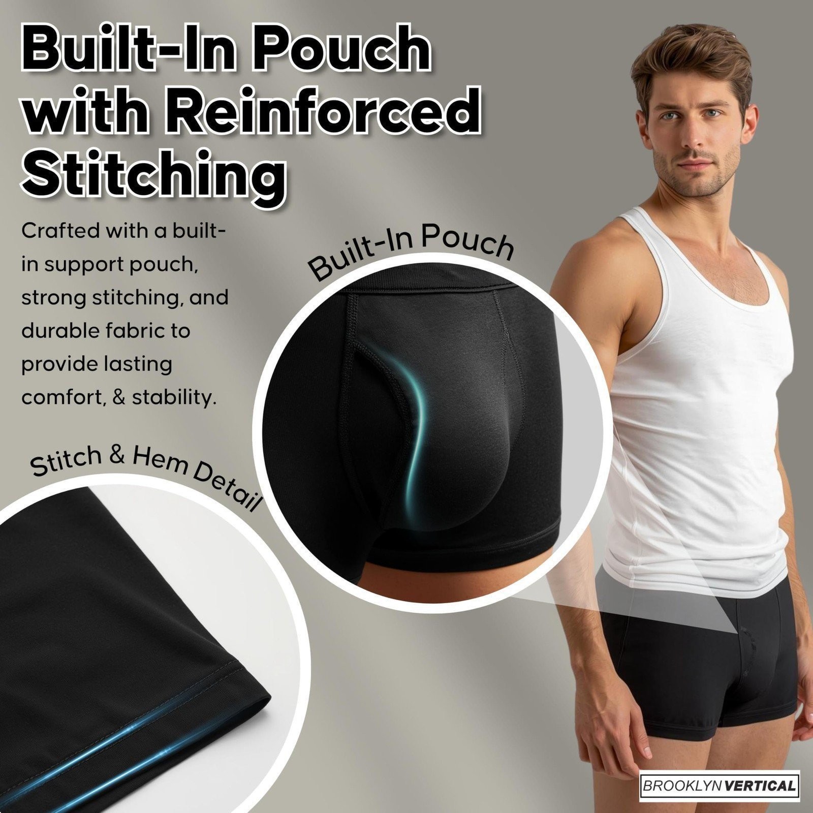 BROOKLYN VERTICAL Men’s Tank Tops & Boxers Combo 3-Pack | Ribbed Moisture-Wickin