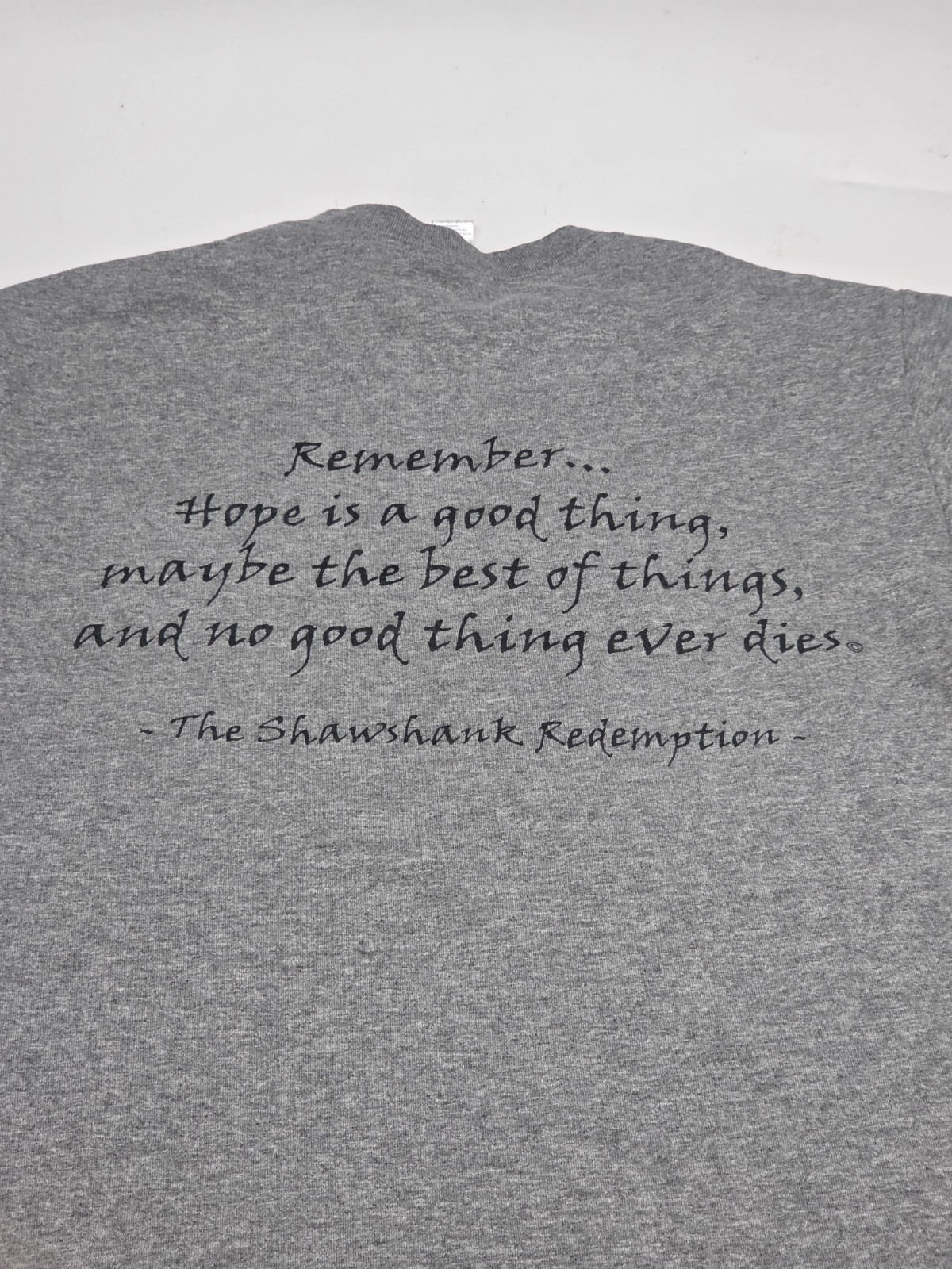 Shawshank State Prison Shirt Double Sided Movie Quote Size Medium Gray