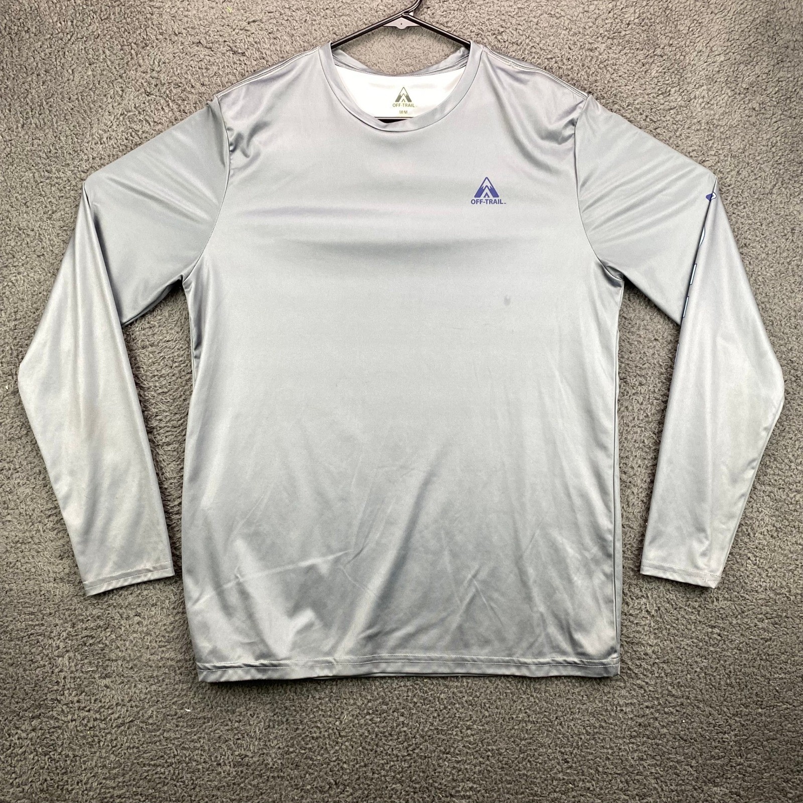 Off Trail Mens Long Sleeve T Shirt Activewear Athletic Gray Medium Spot