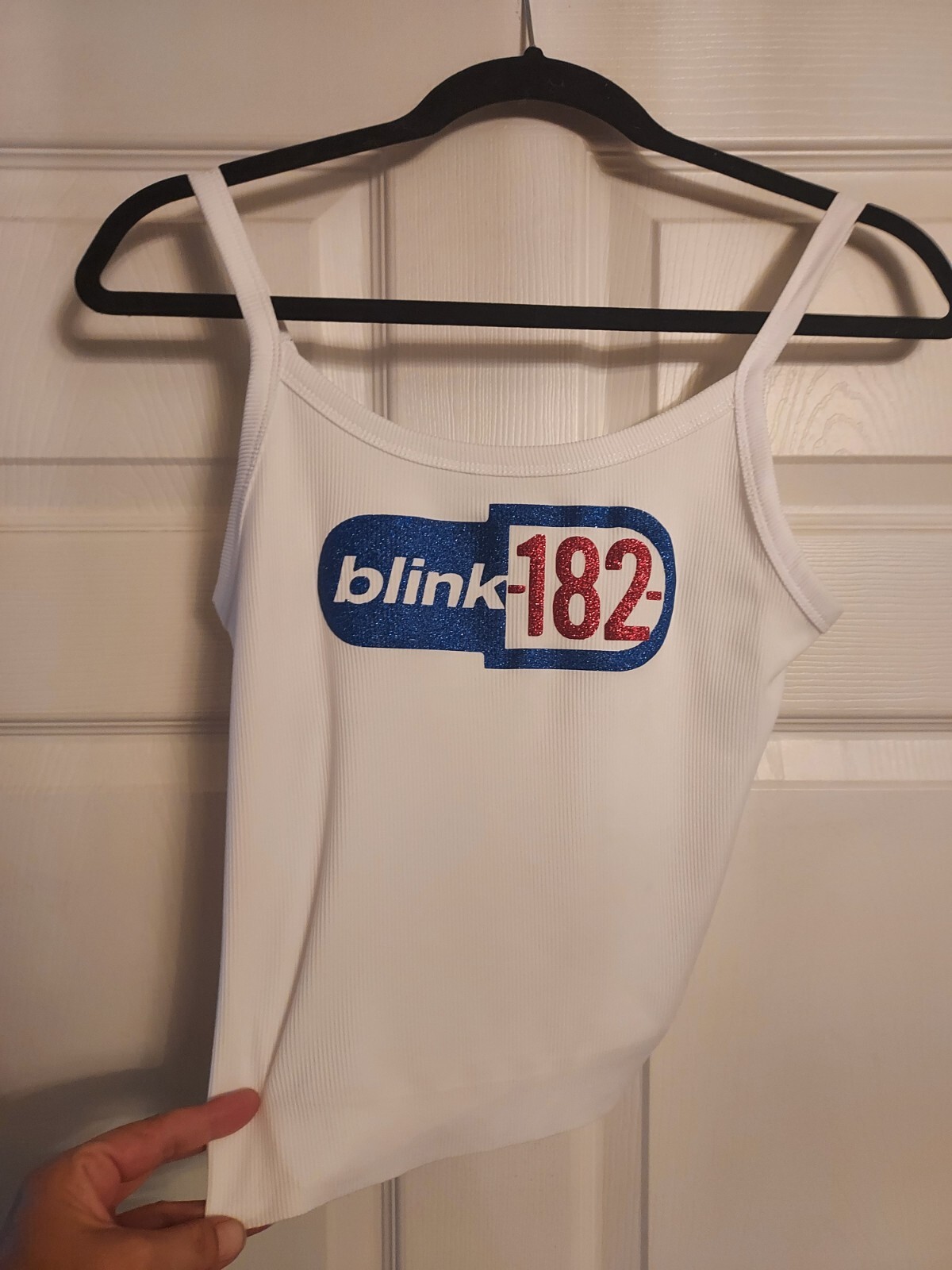 Blink 182 Cropped Tank top Pill Design Vintage Logo Glitter Blink 182 Shirt
