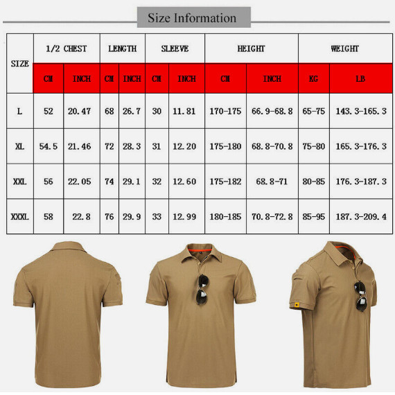 Men’s Tactical Polo T-Shirt Quick Dry Combat Short Sleeve Team Work Casual Shirt