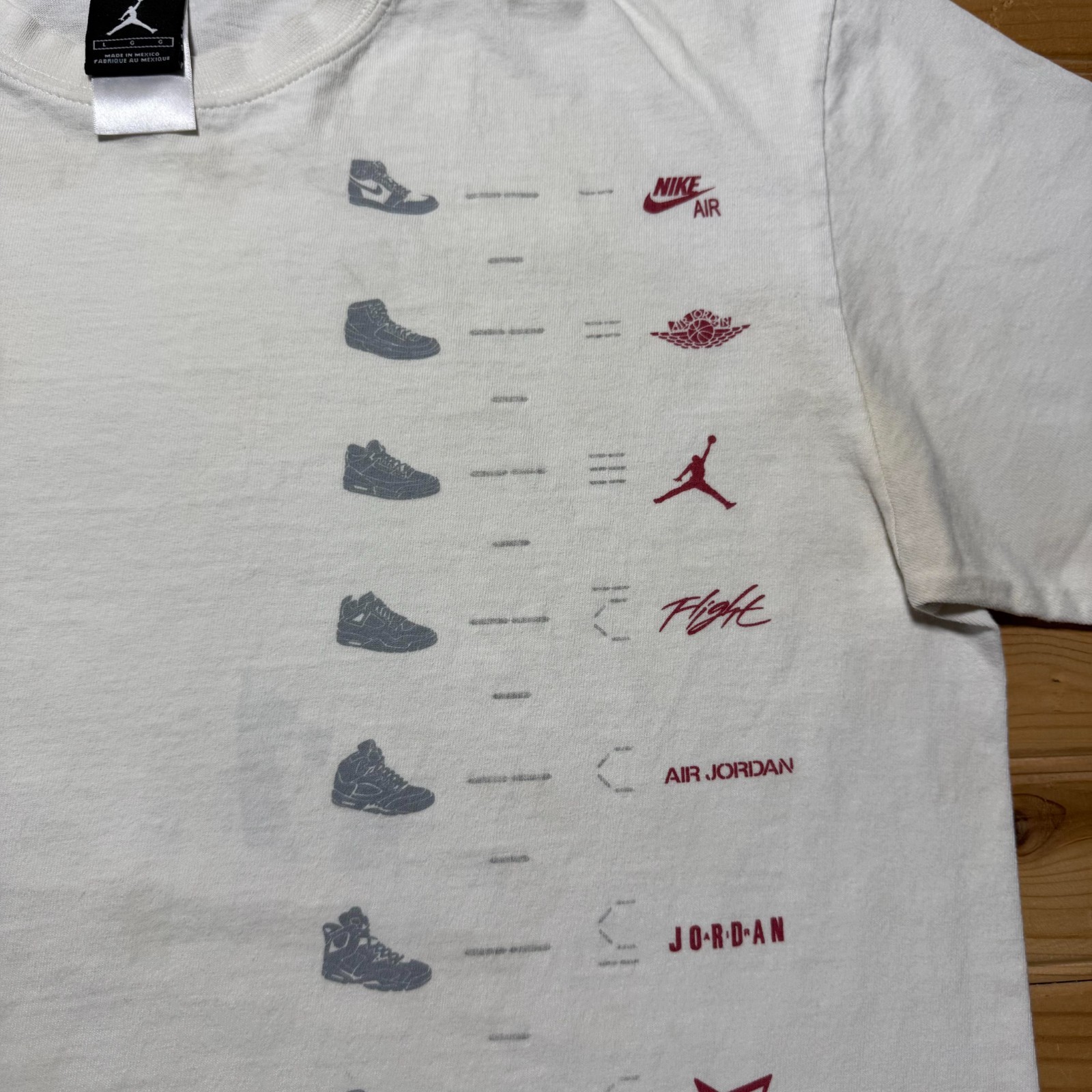 Vintage Y2K Air Jordan History Timeline Jumpman Sneaker Graphic T-Shirt – Large