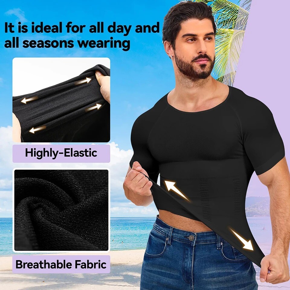 Gynecomastia Men’s Slimming Shaper Shirt Abs Abdomen Slim Compression Shapewear
