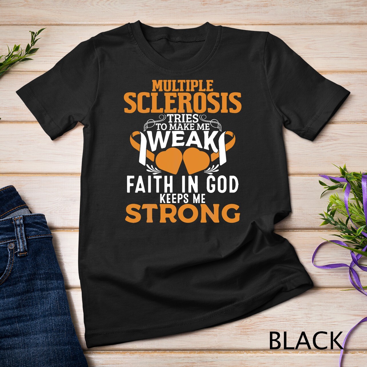 Multiple Sclerosis Awareness Orange Ribbon Women Kid Unisex T-shirt