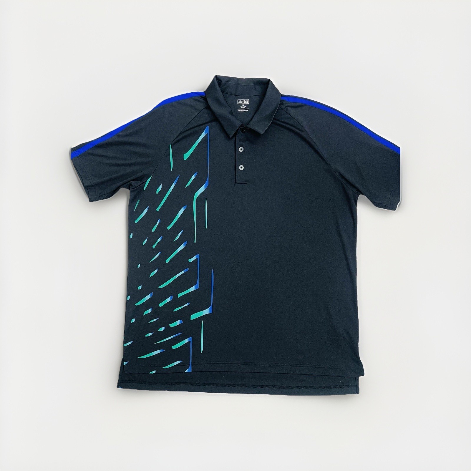 Adidas Golf Polo Shirt Men’s XL Black Blue Green Performance Athletic