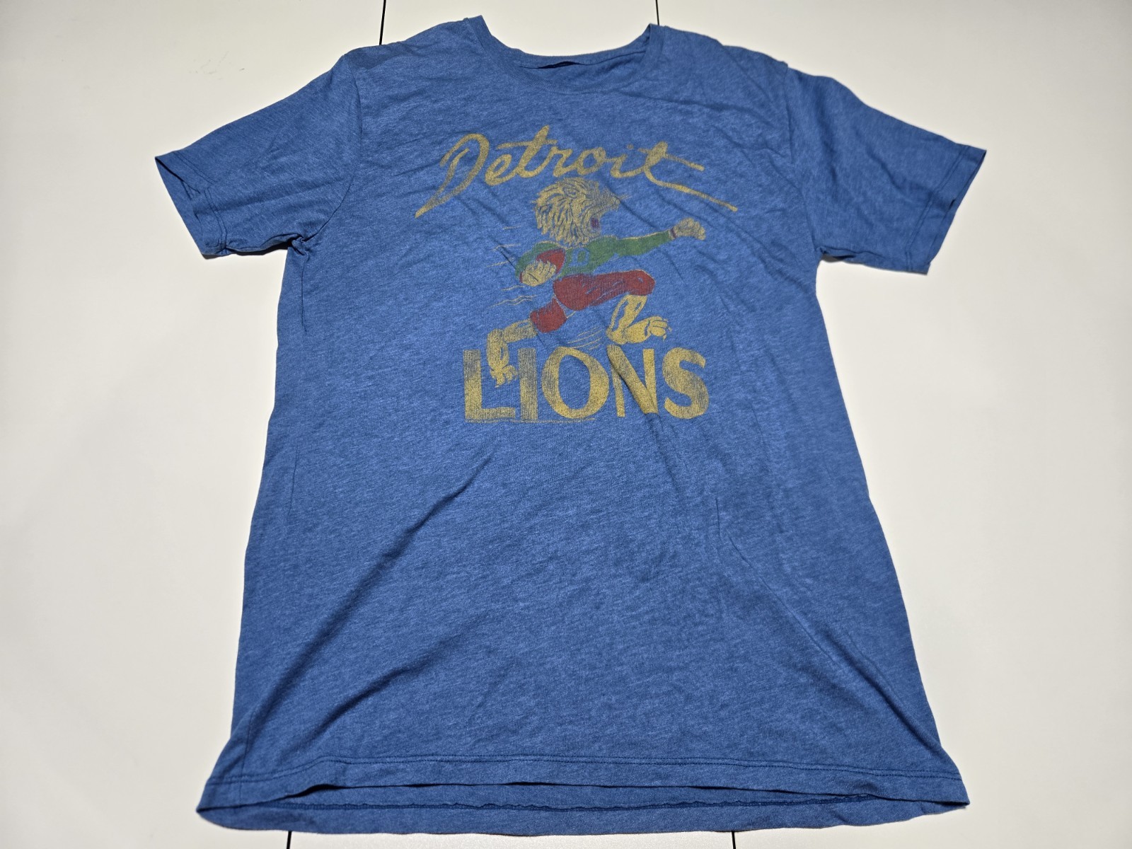 Vintage 2000s Y2K Detroit Lions Retro 40s 50s Logo Blue Graphic M T-Shirt 2009