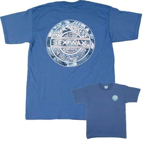 Sex Wax Mens Regular Short Sleeve Hawaiian Dreams Tee in Blue – Large