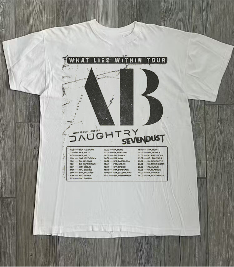 White Alter Bridge European Tour 2026 Shirt Adult Cotton Tee MC1512