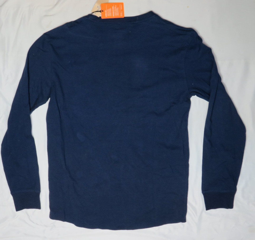 AMERICAN EAGLE MEN S NAVY BLUE LS TEE ACTIVE FLEX STRETCH STITCHED FELT LOGO NEW