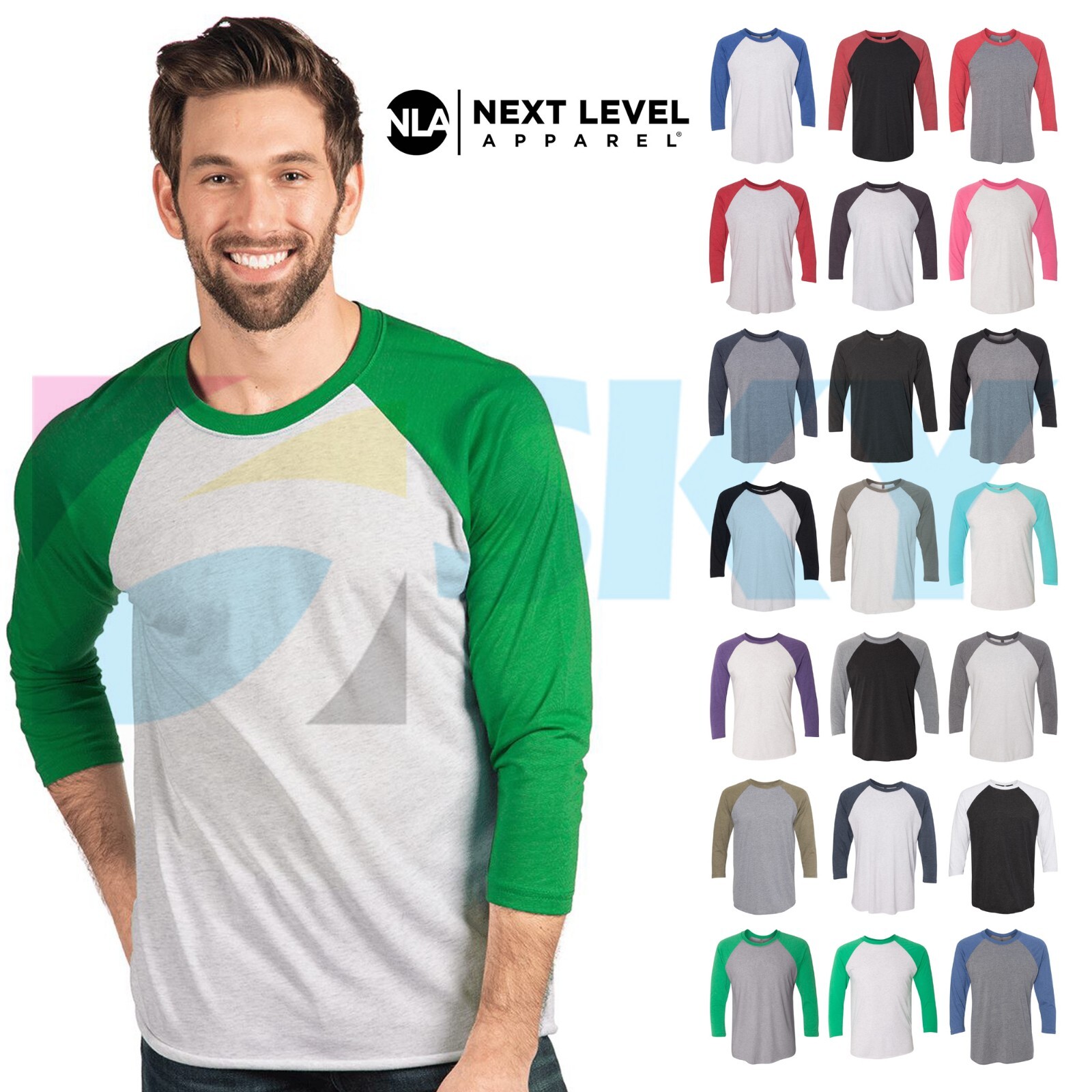 Next Level 6051 Unisex Triblend Baseball Tee Three-Quarter Raglan T-Shirt