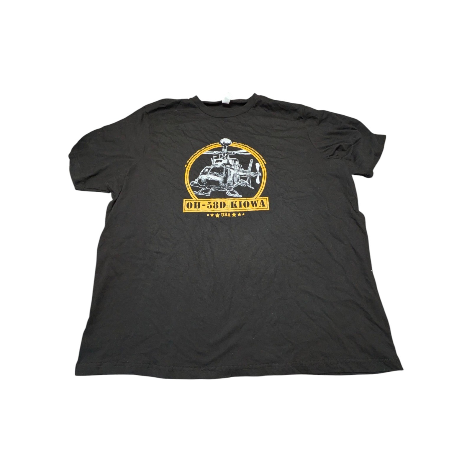 Black OH 58D Kiowa Helicopter Graphic T Shirt 3XL USA Made Cotton