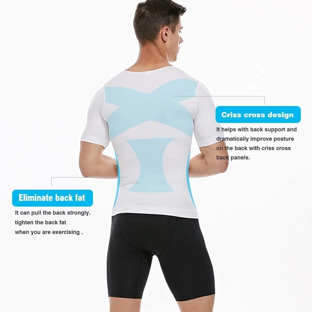 2 Pack Men Compression Slimming Body Shaper Tummy Control Vest Workout Tank Tops