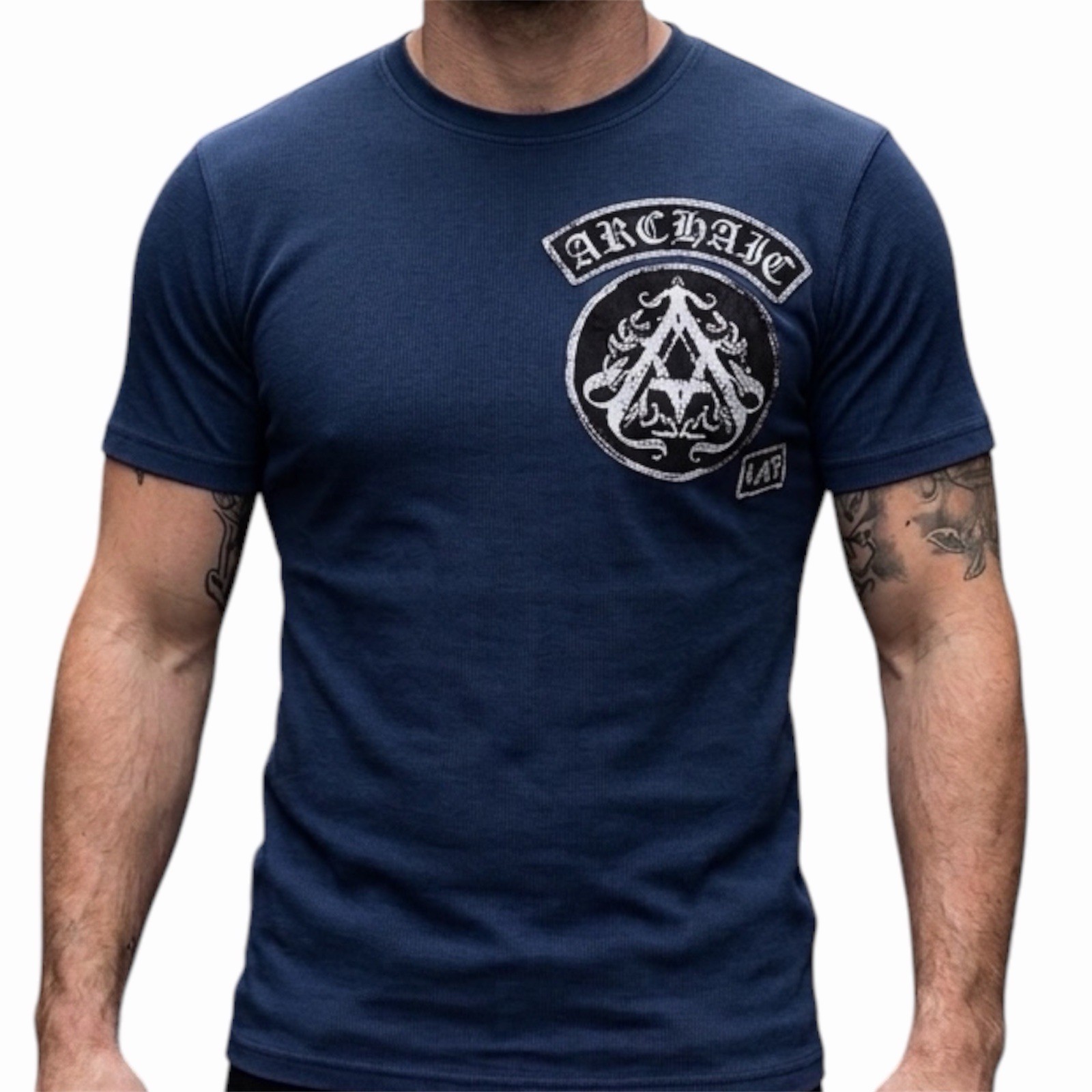 ARCHAIC by AFFLICTION Navy Blue KING Short Sleeve Slim Fit Y2K T-shirt NWT