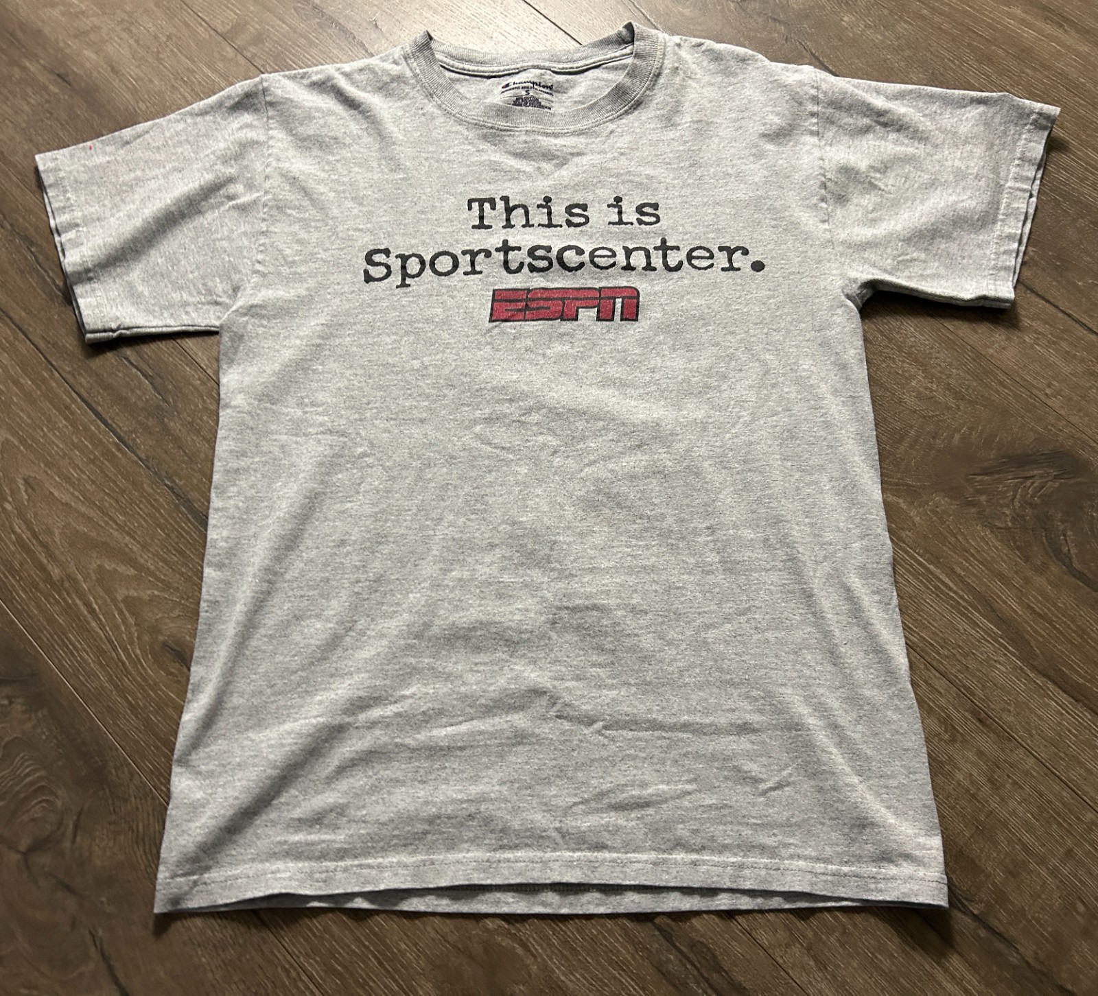 Champion ESPN Sportscenter T Shirt Mens Small Gray Short Sleeve TV Promo
