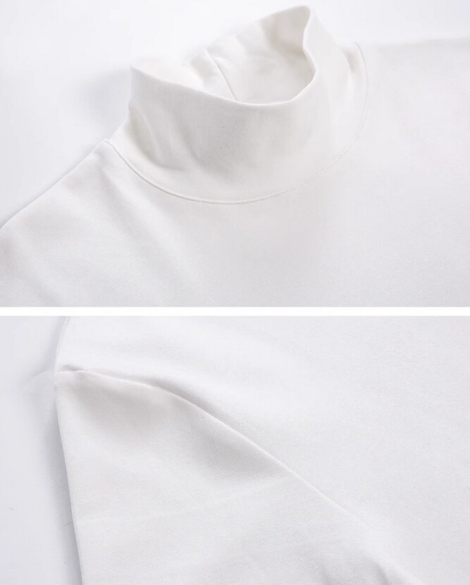 Men Bottoming Long Sleeved Tee T-Shirt Half Turtleneck Loose Crewneck Top