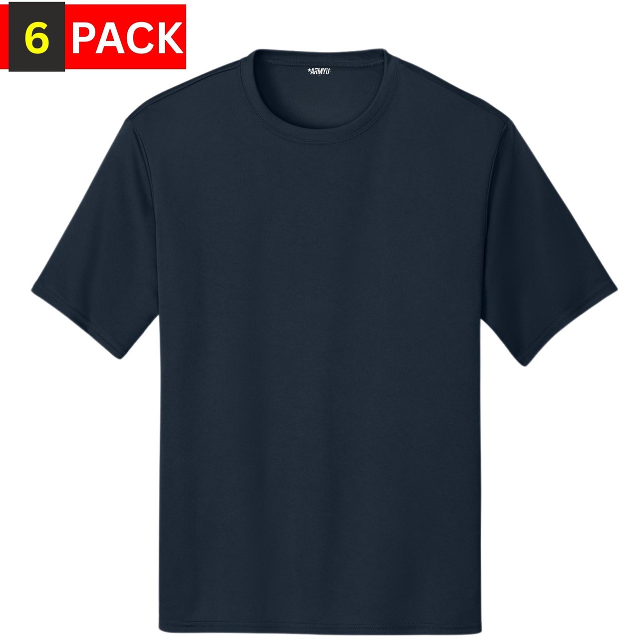 Solid Performance Military T-Shirts 100% Polyester Moisture Wicking Tee, 6-Pack