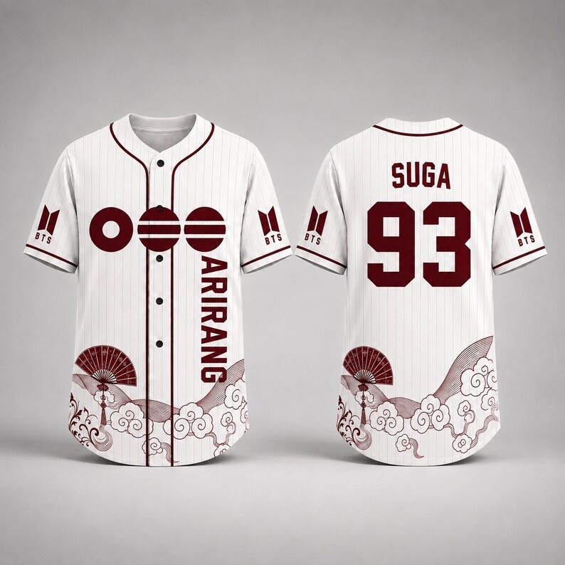 White Pinstripe Kpop Baseball Jersey Shirt Cloud Fan Number 95 Fan Made Top