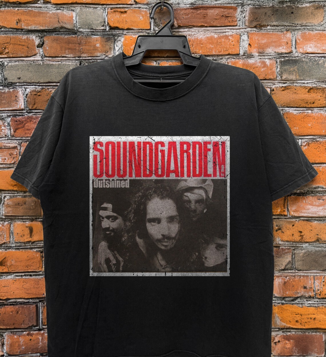 Retro Soundgarden Band Photo Unisex Black Cotton T-Shirt