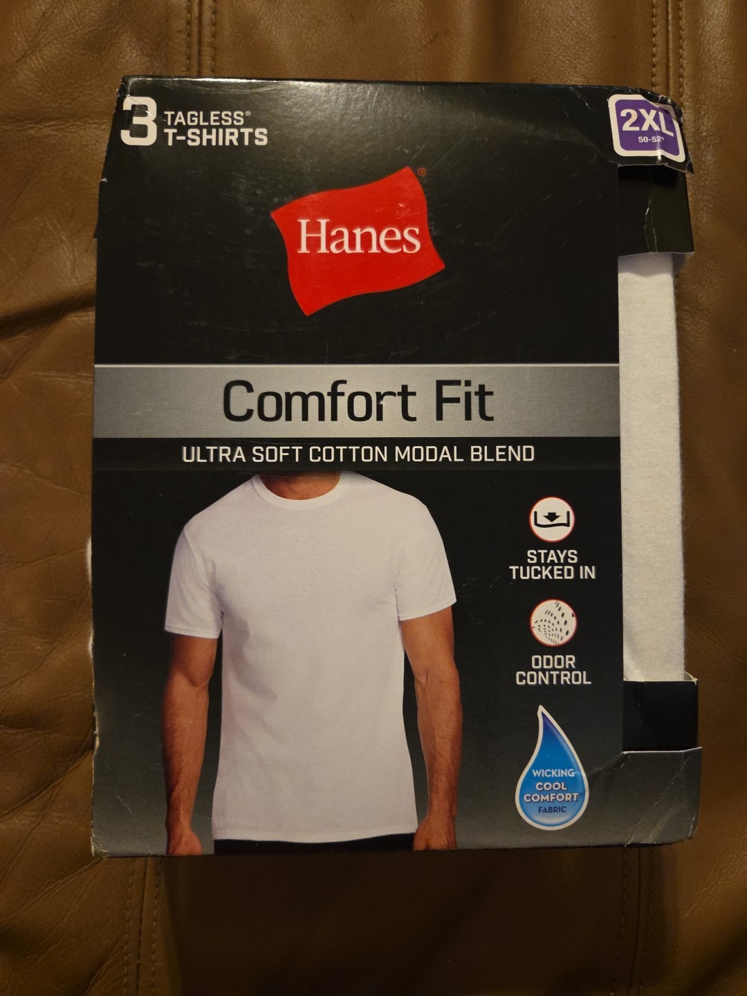 Hanes Men’s 3 Pack Comfort Fit Tagless White T -Shirts Size 2XL 50-52″ New