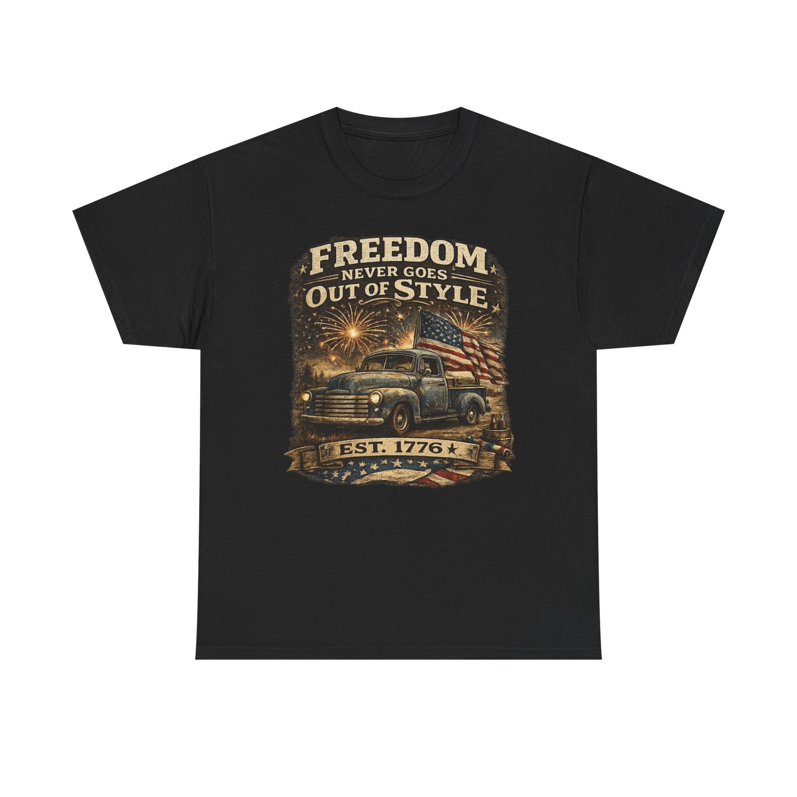 Freedom Never Goes Out Of Style Patriotic Truck USA Flag 4th Of July T Shirt