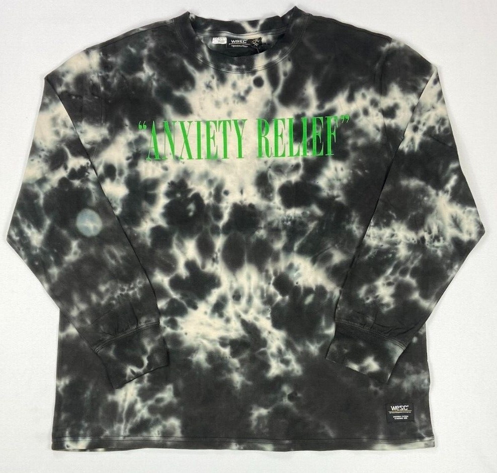 Men’s WESC Anxiety Relief Legalize Marijuana Long Sleeve Tie Dye Shirt