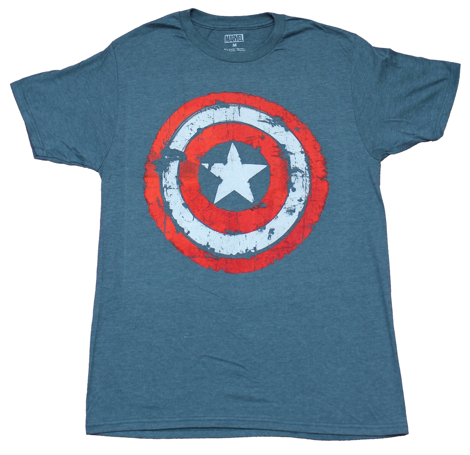Captain America Adult New T-Shirt – Distressed Shield Logo Pic