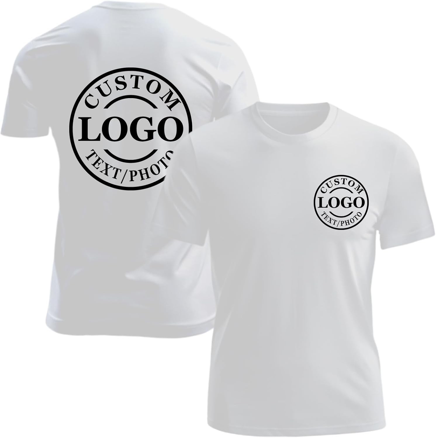 Custom Business Logo T-Shirt Front Back Upload Photo Text Logo 100% Cotton
