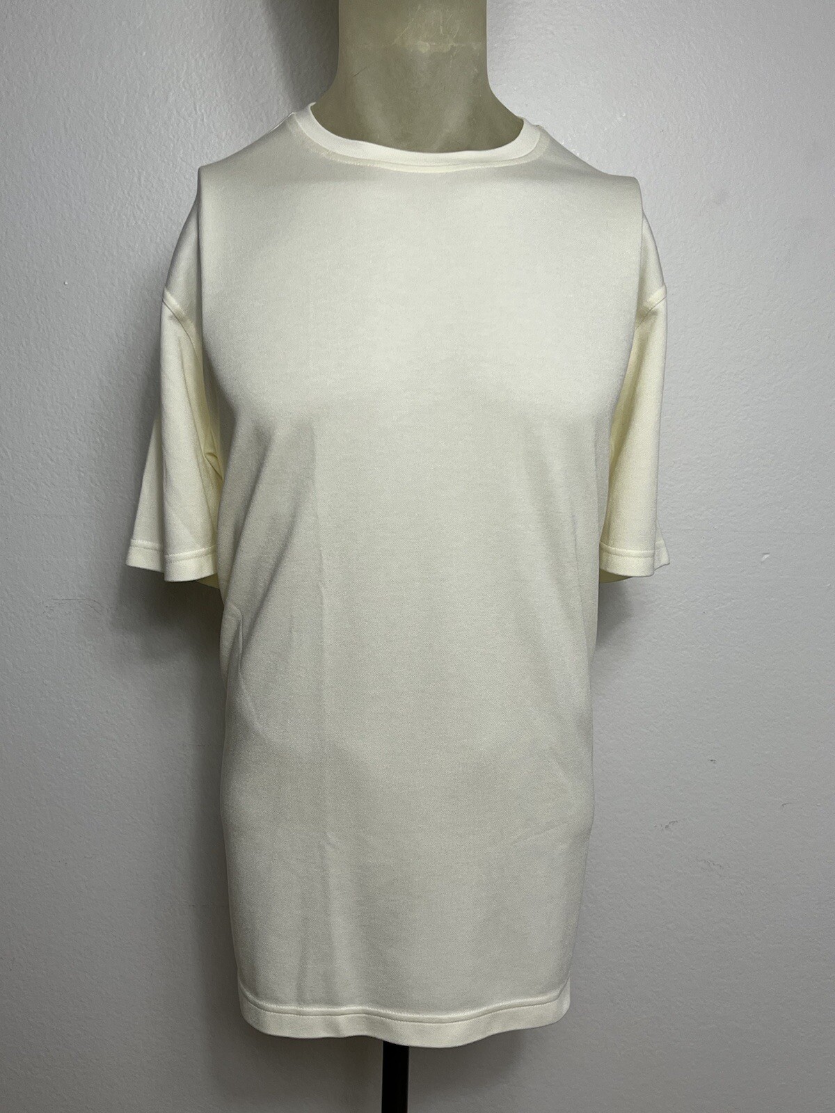 CUBAVERA Crew Neck T-Shirt Mens XXL Light Yellow Modal Rayon Blend Short Sleeve